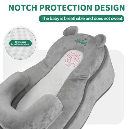 XFaa Rootling Baby Feeding Pillow, Anti Overflow Feeding Pillow for Reducing Spit-Up, Safety Nursing Pillow, Baby Lounger Reflux Wedge Breastfeeding, Removable top and Bottom