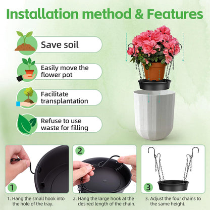 Adjustable Planter Inserts for Large Pots, Made of Thickened PP Material. They Can Be Used as a Substitute for Plant Risers for Inside Pots. Used to Reduce Soil Filling (1, medium size for 12"-18")