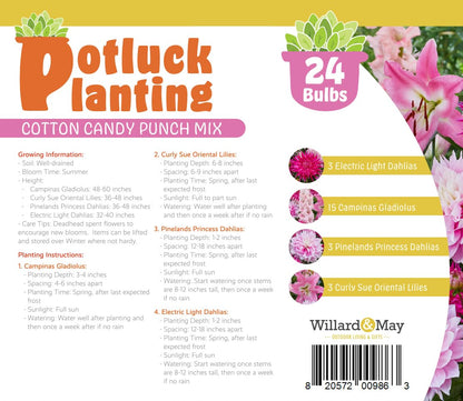 All-in-One Flower Bulb Garden Kit - Cotton Candy Punch Mix - 24 Flower Bulbs per Box - Dahlias, Gladiolus, Lilies - Fragrant - Naturalizing - Live Outdoor Potluck Planting - Easy to Plant Flowers
