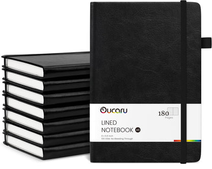Oucaru Lined Journal Notebook, 8 Pack, 180 Pages, A5 Journals for Writing, 100 GSM Thick Paper, Small Notebooks Daily Journal for Women Men Work, Business, School, Travel Supplies
