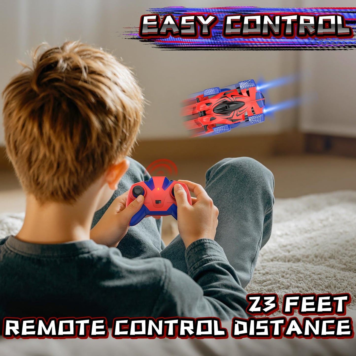 FirYawee Wall Climbing Remote Control Car, 360° Rotating RC Stunt Car with Headlight, Rechargeable RC Cars Toys for 3 4 5 6 7 8-12 Year Old Boys Girls Kids