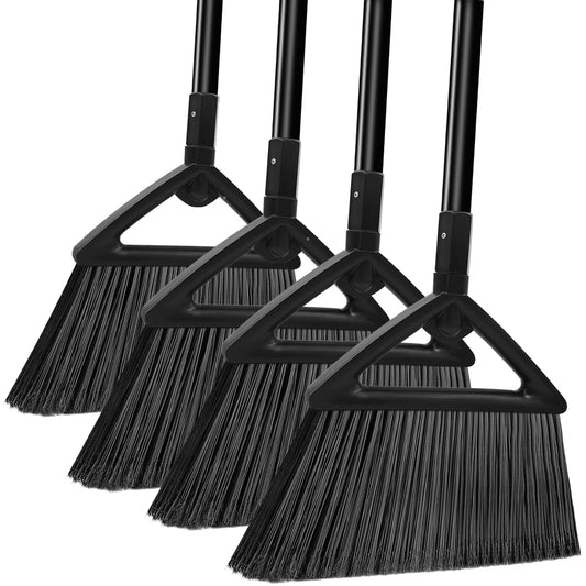 PUTNATRUE Heavy Duty Broom Outdoor Indoor, Upgraded Commercial Angle Brooms, Black Broom for Sweeping House, Restaurant, Kitchen, Garage, Courtyard