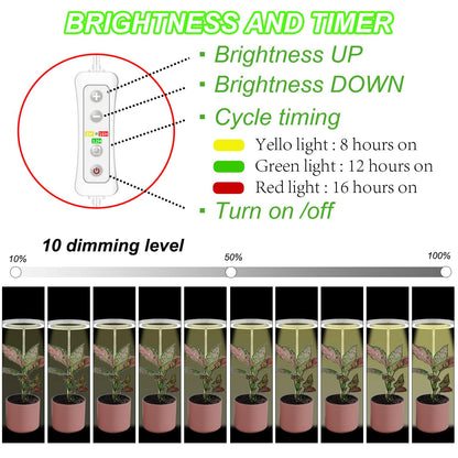 Plant Grow Light,yadoker LED Growing Light Full Spectrum for Indoor Plants,Height Adjustable, Automatic Timer, 5V Low Safe Voltage