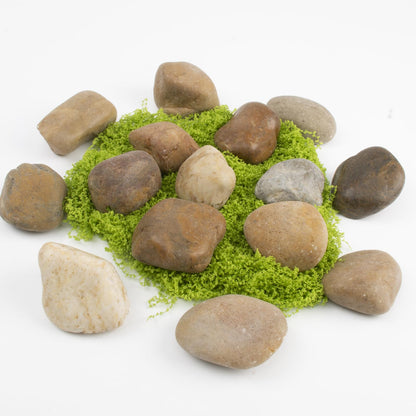 LOOIOOJ 10LB Mixed Stones Pebbles River Rocks, Natural Beach Pebbles,1-2 Inch Decorative River Rocks for Landscaping Garden Paving Plant Rocks Crafting Walkways and Outdoor Decorative Stone