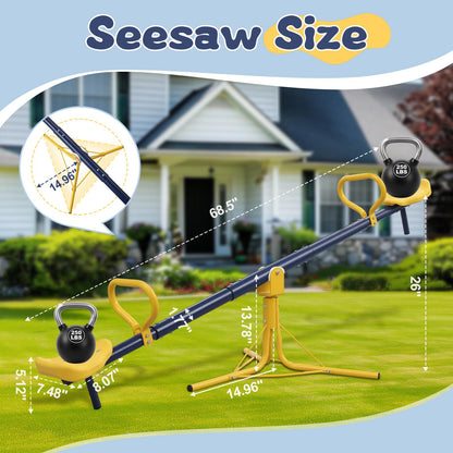 TAILERNRUYE Seesaw for Kids Outdoor, Heavy Duty 250LB 360° Rotating Seesaw Outdoor Teeter Totter with Sit and Spin Design for Backyard Park & Balcony Ideal Outdoor Toys for Kids Ages 3 4 5 6 7 8