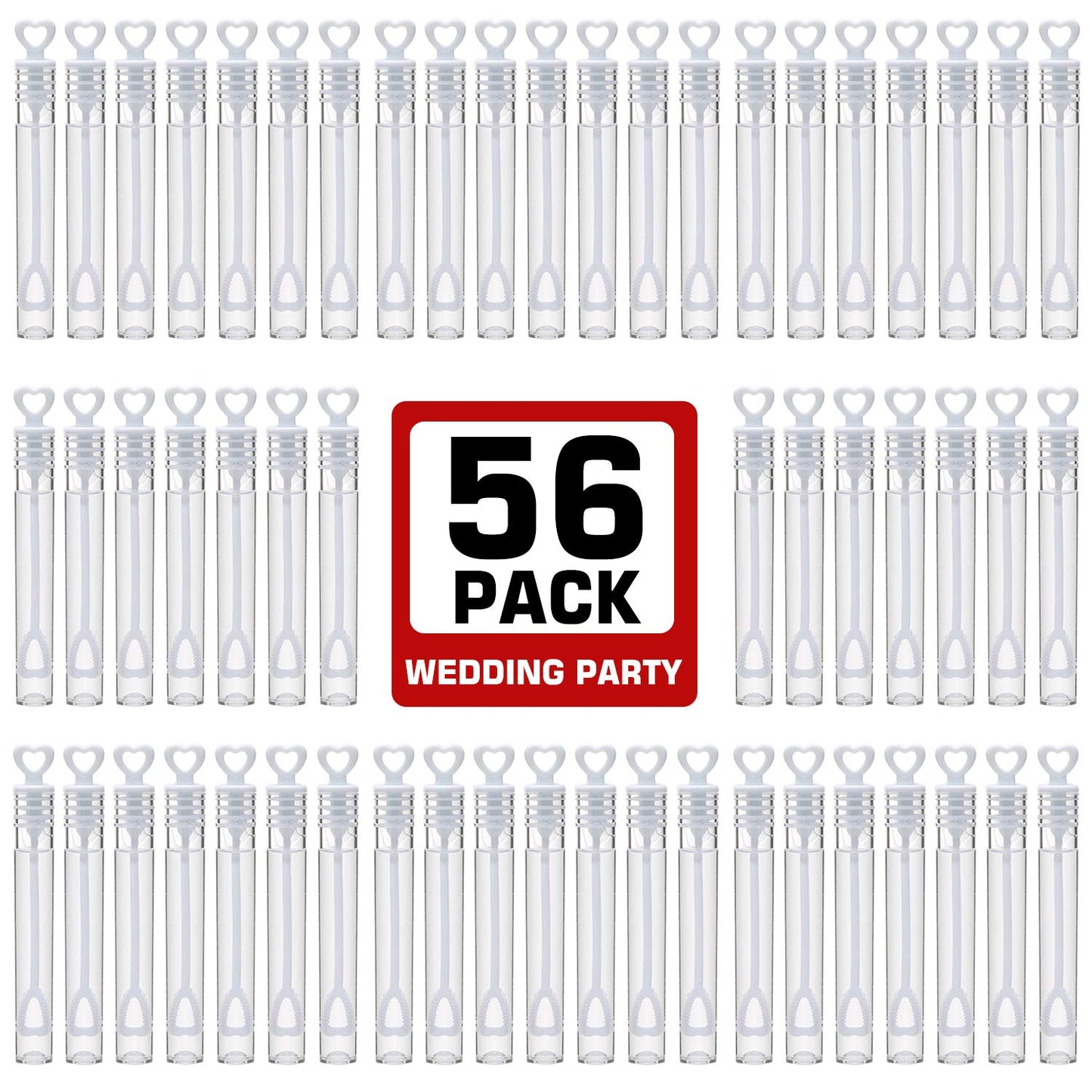 56 Pack Mini White Heart Bubble Wands- Perfect Bubble Toy Ideal Party Favors for Weddings Support and Anniversaries, Valentine's Day, Family Reunion, Special Festival Gift for Couple, boy and Girl