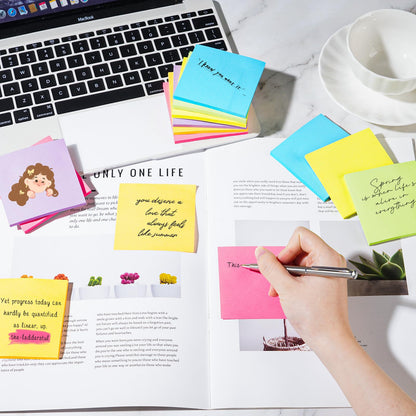 (48 Pads) Sticky Notes 3x3 inch Post, Self-Stick Pads Bright Colors Post Note, Recyclable, Easy to Post for Home, Office, School