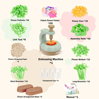 PERRYHOME Fabric Flower Bouquets Toys, 300+ Pcs Birthday Gift Activity Kit, 2 Gameplays STEM Craft for Kids, Reusable DIY Bouquets Maker Mothers Day Gifts for 3 4 5 6 7 8 Years Toddler Girl Gift