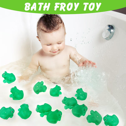 Mototo 120 PCS Rubber Frogs Little Squeaky Frogs Float Bath Toy Green Shower Swimming Bathtub Toy Easter Egg Stuffer for Hyundai Santa Cruz Jeep Game Prize Froggy Birthday Party Classroom School Decor