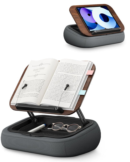 SupeDesk Lap Beanbag Book Stand with Storage, Adjustable Reading Pillow for Bed & Desk, Multi-Angle Book Stand Pillow Holder, Hands-Free Lap Reading Stand for Book,iPad, Tablet, Book Lover Essential