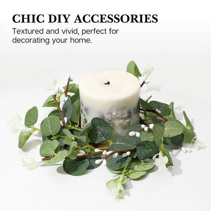 Healeved 4pcs Eucalyptus Wreaths Small Spring Candle Rings Wreaths Easter Candle Rings for Pillars, 9. 43x9. 43x0. 79in