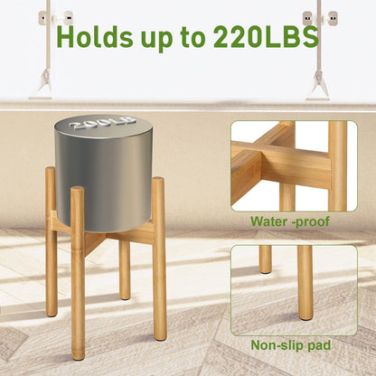BESHOF 2 Pack Bamboo Plant Stands, Adjustable Plant Stand Indoor, Mid Century Modern Plant Stand, Plant Holder for Living Room, Balcony Fits 8 to 12 Inches Pots (Beige)