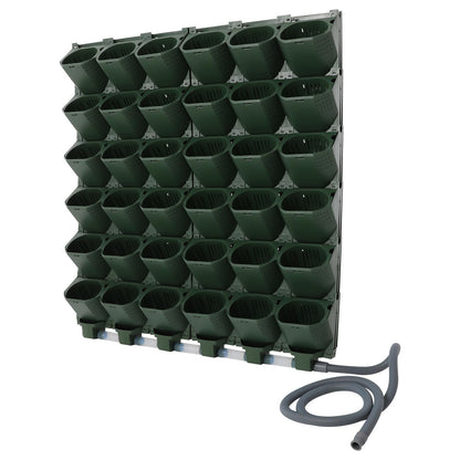 Wall Mounted Vertical Garden Planter, 6 Row 36 Plant Grow Pots, Wall Mounted Vertical Garden Planter with Irrigation System, Indoor Outdoor Flower Pot Holder - Indoor Outdoor Green Wall Decoration
