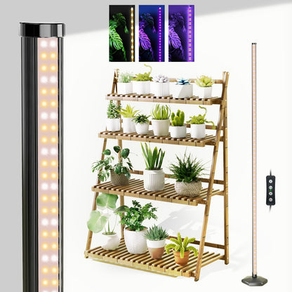 JarryStart Grow Lights for Indoor Plants with Timer, 192 LEDs 42W Vertical Full Spectrum Grow Light 65 Inch Standing Grow Lights 3 Light Modes 5-Level Dimmable Wide Coverage