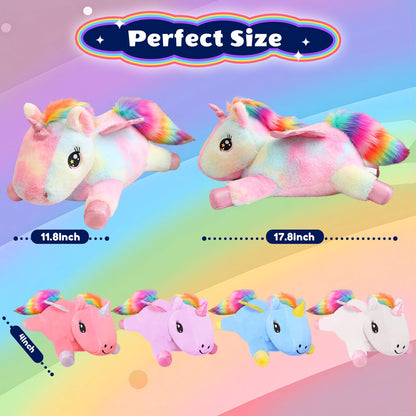 SQEQE Unicorn Mommy Stuffed Animal with 4 Baby Unicorns, Super Soft Cartoon Hugging Toy Gifts for Girls Boys Birthday
