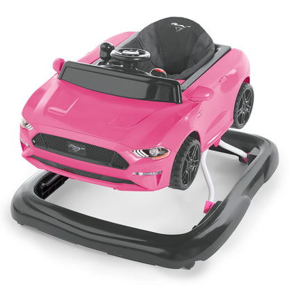 Bright Starts Ford Mustang 4-in-1 Pink Baby Activity Center & Push Walker with Removable Interactive Steering Wheel -Toy, 6 Months and up
