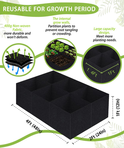 Linksandt Grow Bags, Fabric Raised Garden Bed for Vegetable Herbs Gardening, 57 Gallon Fabric Planting Bags Pots Indoor Outdoor, 4x2x1ft