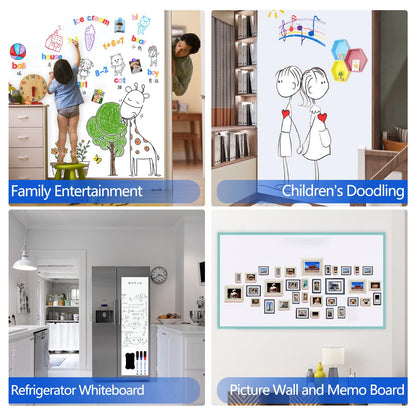 Self-Adhesive Dry Erase Whiteboard Sticker, 39.37" x 19.69" Magnetic Receptive White Board Wall Film, No Ghosting, Easy Write & Clean | Peel & Stick for Office, Home & Classroom,Incl. Accessories