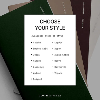 Cloth & Paper Travel Notebook | Weekly Planner Graph – Matcha | A5 Slim Weekly Planner Notebook 4.3" x 8.3" | Weekly Schedule Planner with Graph Layout for Planning, Tasks & Notes – Soft Touch Cover