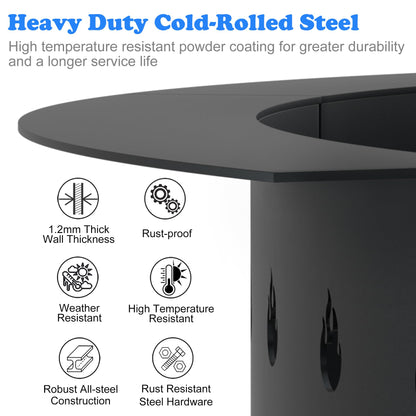 RELIANCER 35.5'' Fire Pit Ring,Outdoor Smokeless Fire Pit Liner,Heavy Duty Steel Wood Burning Firepit Rings Insert kit,DIY Campfire Fireplace Rings Insertion Barrier Lining for Backyard,Garden,Patio