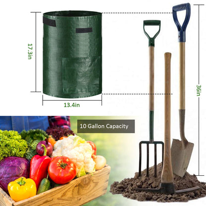 JJGoo 2 Pack 10 Gallon Garden Potato Grow Bags with Flap and Handles Aeration Fabric Planter Pots, Heavy Duty Potato Planters Garden Planting Bags for Onion, Fruits, Tomato, Carrot (Green)