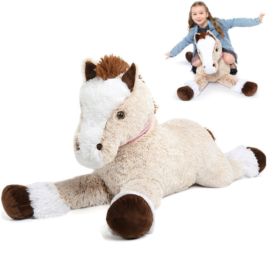 Tezituor 3ft Large Realistic Horse Stuffed Animal, 35.4 Inches Big Stuffed Pony Plush Toys for Ridding, Hugging Soft Horse Plush Theme Body Pillow Christmas Birthday Gift for Boys Girls
