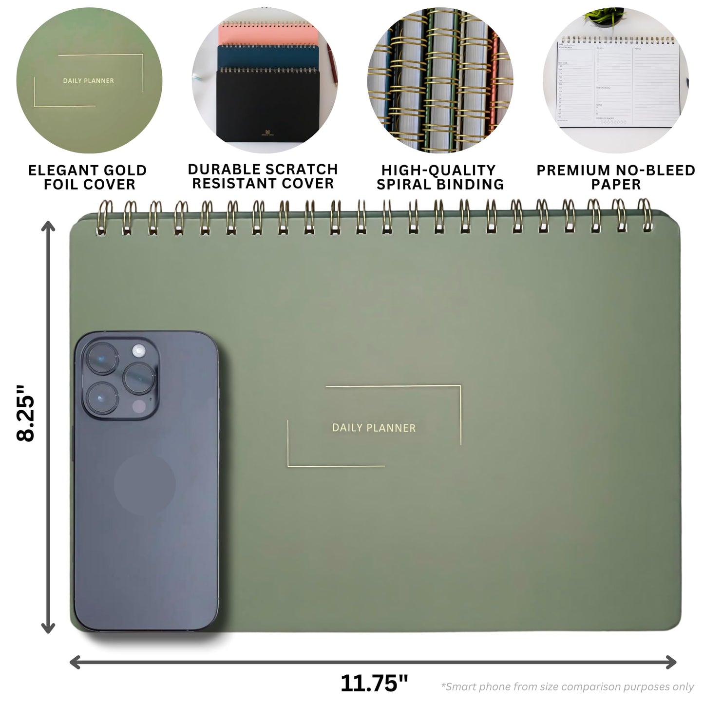Merely Home Undated Daily Planner | 8.25” x 11.75” Work To-Do Notebook | ADHD Academic Organizer | Multi-Layout | Men and Women Planner | College Supplies | Navy | Landscape Layout