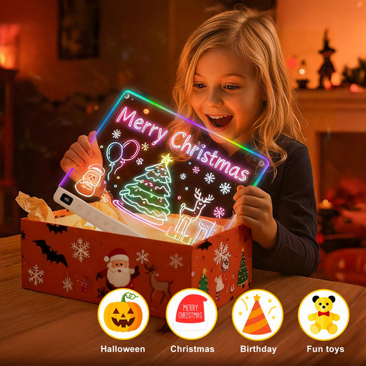 Lumiboard Led Drawing Board with 13 Light Effects, 16" Rechargeable Glow Doodle LED Note Board with Colors, Neon Light Up Drawing Tablet Gifts for Kids for Easter Birthday Christmas Gift Ideas