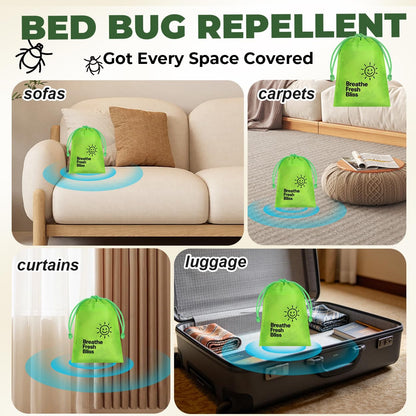 Bed Bug Repellent Pouches, 12 Pack Natural Plant Based Essential Oil, Flea and Mite Bedbug Deterrent for Indoor Home, Hotels and Luggage, Long Lasting Closet Bed Bug Prevention, No Residue Formula