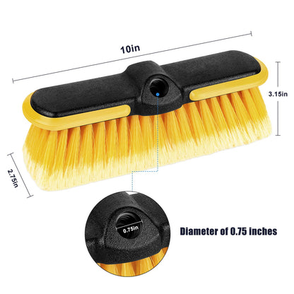 10 Inch Car Wash Brush Head, Scrub Brush Attachment for Long Handle Extension Pole,Outdoor Broom and Scrubbing Brush for Cleaning Window, Wall, House Floor, Deck, Patio, Car (10inch Brush-4Pack)