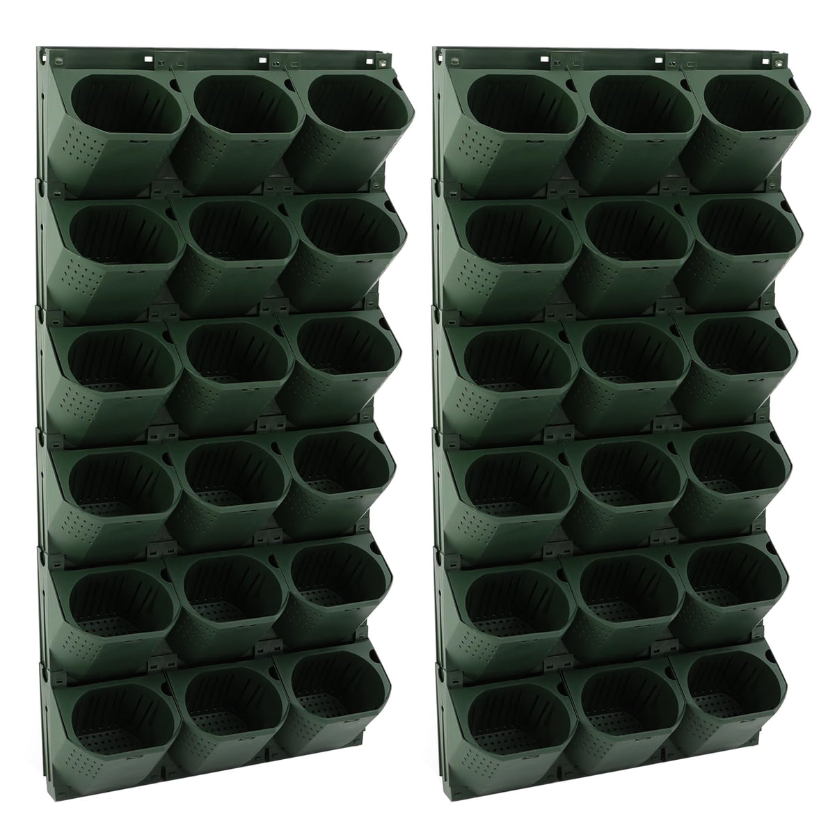 Eapmic Vertical Wall Planter with 36 Pots, Hanging Garden Plant Flowerpot Holder, Stackable Wall-Mounted Planter, Balcony Planters for Flowers Vegetables Fruits (Army Green, 36 Pots)