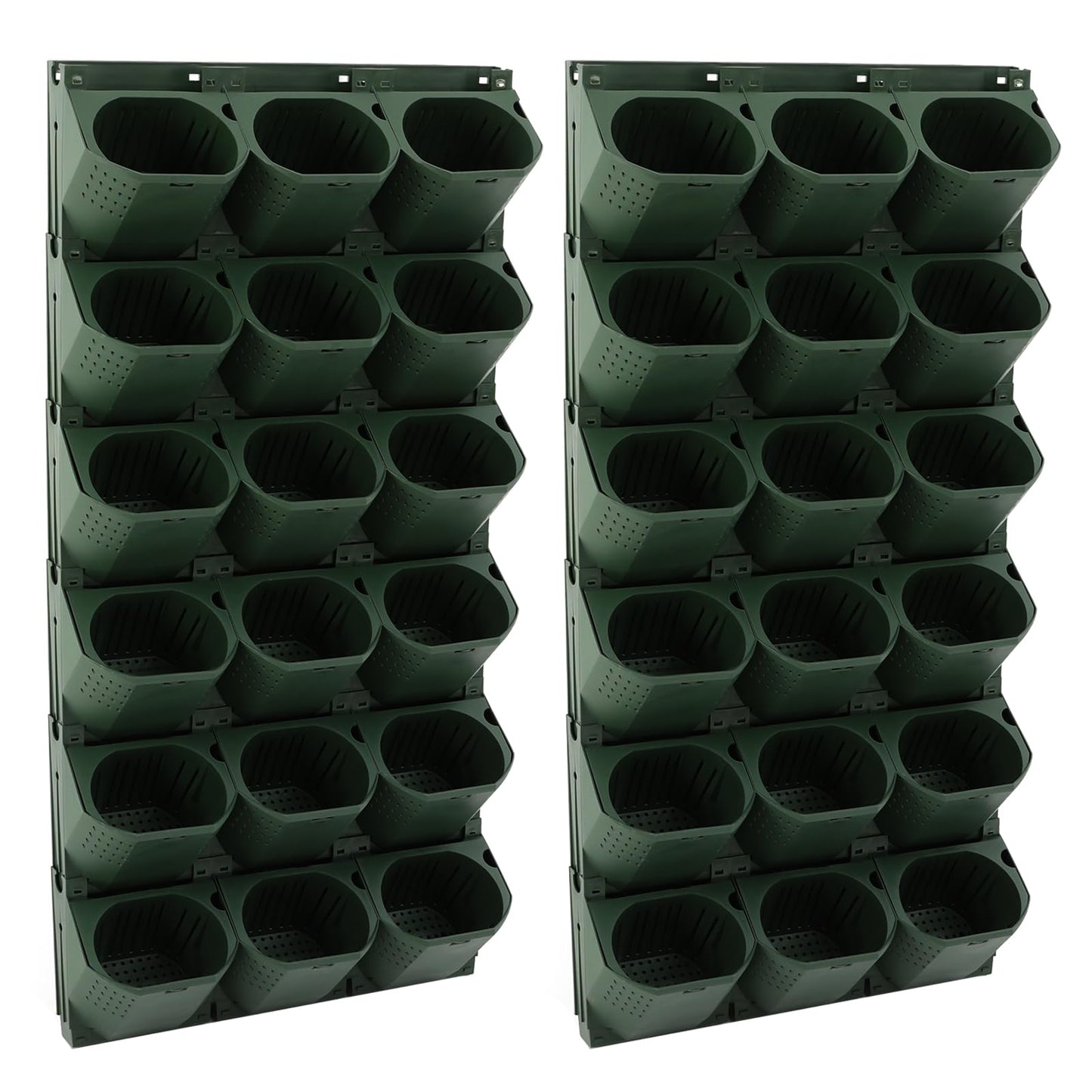Liffshsy Vertical Wall Planter, Stackable Wall-Mounted Planter Indoor Outdoor w/36 Plastic Pots Living Wall Garden w/36 Non-Woven Fabrics Vegetable Hanging Pocket Holder Flowerpot (Army Green)