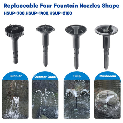 OYO WATER Pond Pumps Submersible Outdoor,555GPH Water Fountain Pump with Fountain Kits for Small Ponds