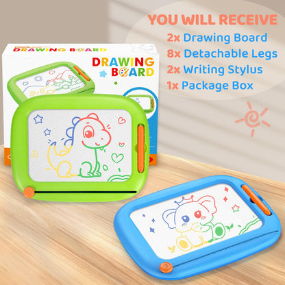 2 Pack Magnetic Drawing Board, Toddlers Toys Ages 1-2 & 2-3, Learning and Educational Writing Painting Doodle Pad for Toddlers for 1 2 3 Year Old, Ideal Christmas Birthday Gifts for Kids Boys Girls