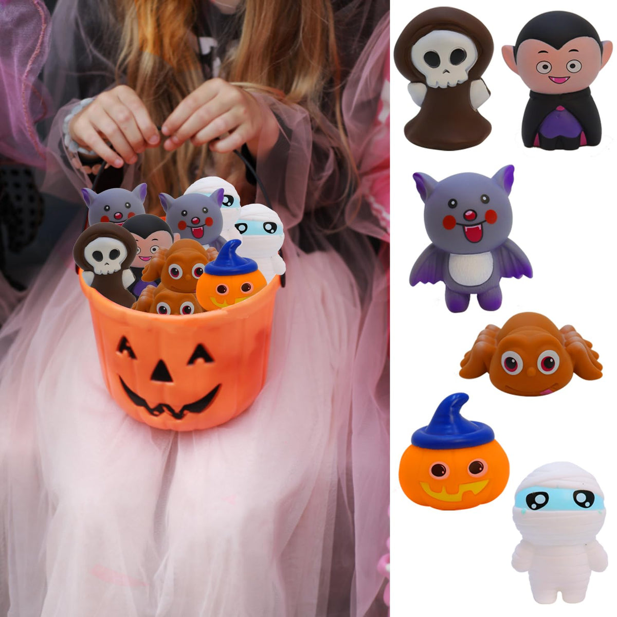 Halloween Toys for Kids, Rubber Bath Toy Cute Floating Squeaky 3in Rubber Ghost for Shower, Classroom Carnival Prizes, Cake Decoration Party Favors for Toddlers(6 Pcs)