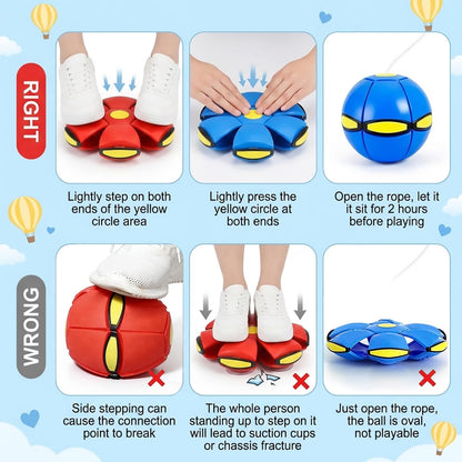 Magic Ball,Magic Meta Ball,Magic Bouncing Balls with 6 Light, Dual Form Freely Switchable,Pet Flying Saucer, Foldable,Suitable for Indoor & Outdoor Use (Red)