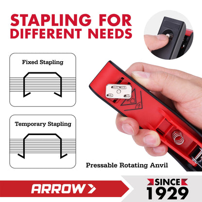 Arrow Office Stapler Set, 25 Sheet Capacity Metal Desk Staplers with 2100 Staples and Staple Remover, Half Strip Design and Non-Slip Base, Spare Staple Storage for Classroom, Office and Home, 2 Pack