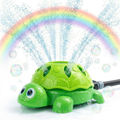 TOY Life 2-in-1 Turtle Sprinkler for Kids with Bubble Machine – Kids Water Sprinkler for Yard, Outdoor Water Toys for Kids Ages 3-5 4-8, Rotating Backyard Sprinkler Toy for Outdoor Summer Water Play