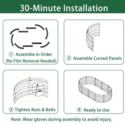 Gartist 2 Pack Raised Garden Bed Kits, 4x2x1FT Green Oval Galvanized Outdoor Planter Beds, Easy Assembly Metal Raised Bed for Vegetables, Flowers & Herbs