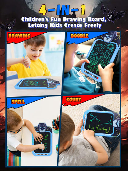 Fullware LCD Writing Tablet for Kids 10 Inch Bat Hero for Toddler 3 4 5 6 7 8 - Paint, Doodle Board, Drawing Pad - Travel Toys, Road Trip Car Activities, Birthday Christmas Gift Boys & Man