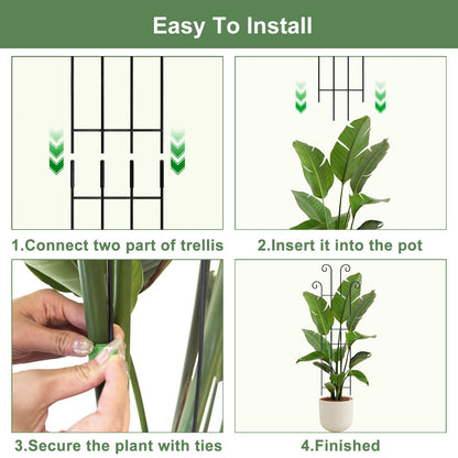 Coomin 32.6in Monstera Plant Support Stakes for Outdoor Plants, Garden Trellis for Climbing Plants, Metal Stakes for Potted Plants Pothos Plant Climber Support, 2P