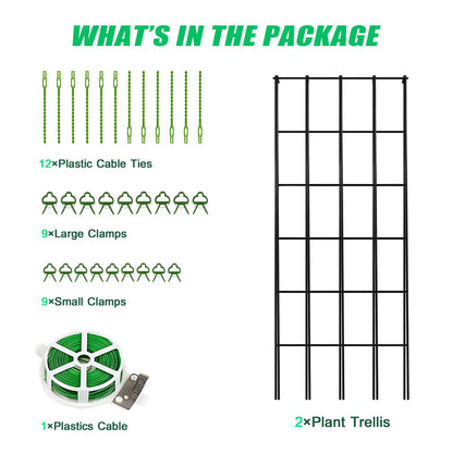 DoCred Cucumber Trellis, 2 Pack Foldable A Frame Trellis for Raised Bed Climbing Plants, Vegetables, Includes Plant Support Clips, Twist Ties, Plastic Ties- Made from PVC-Coated Steel
