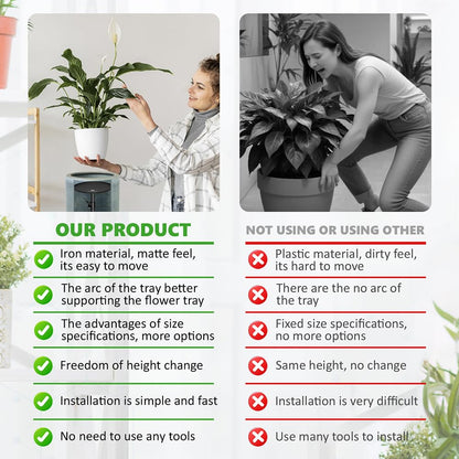 Tuling home Adjustable Pure Iron Planter Inserts, 7-25” Plant Risers for Inside Pots, Planter Fillers for Large Pots, Indoor & Outdoor Insert with 8-10” Top & 6-10” Base (10 wide top. 10wide base)