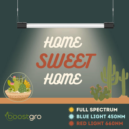 BoostGro 4FT LED Succulent Terrarium Plant Grow Light Linkable Full Spectrum Daylight with Enhanced 660nm Red and 450nm Blue LightTech Indoor Lighting Fixture (4 FT)