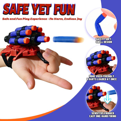 2 Pack Web Shooters for Kids, Boy Gifts, Toys for 3 4 5 6 7 8 Year Old Boys, Toys for Age 3-4 4-6 5-7 6-8, Web Slinger with Gloves, Birthday Presents