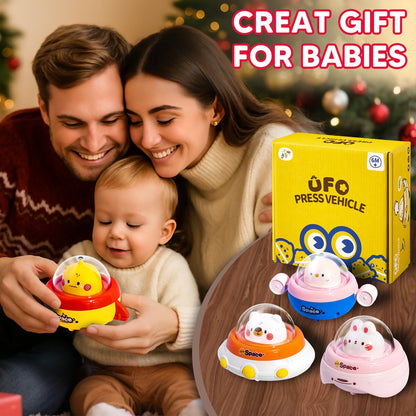 KIDS KING 4PCS Animal Press to Go Car Toys for Toddlers 1-3, Push Go Friction Car Toys for 6-18 Months Baby, Animal Space Racing Cars, Infant Play Vehicle Set, Birthday Gifts for 1 Year Old Girl & Boy