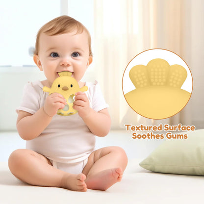 MCGMITT Baby Teething Toys for 3-6 Months, Easy Grasp Silicone Infant Rattle Teether Toy for 0-12 Months, BPA-Free Food Grade Baby Montessori Sensory Toys, Soft Infant Chew Toys for Teething Relief
