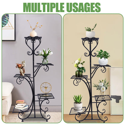 EEYBLAEEY 5 Tier Metal Plant Stand Indoor Outdoor, Upgraded Tall Iron Spiral Corner Plant Shelf- Tiered Storage Flower Pot Holder Display Organizer for Balconies, Living Rooms, Courtyards, Gardens