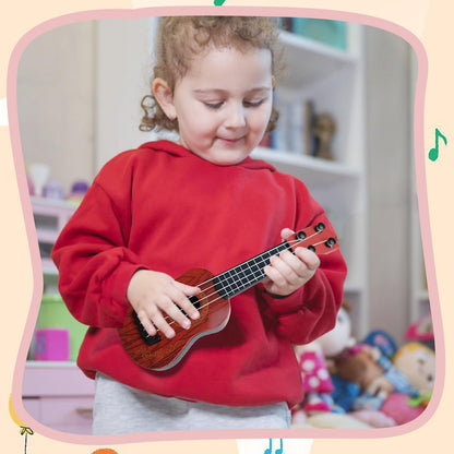 SENONAPO 15 Pcs Kids Toy Guitar 10 Inch Mini Classical Ukulele Guitar Toy Beginner Rhyme Developmental Musical Instrument Toddlers Ukulele Guitar Cute Guitar Toy for Toddler Educational Toy Supplies