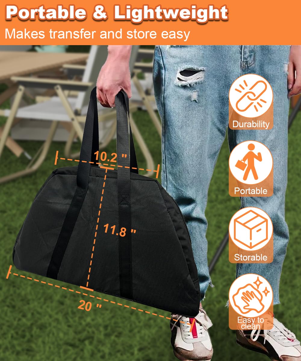 Mondazie Outdoor Fire Pit — 17 Inch Portable with Storage Bag for Camping, Patio Heating, Picnic and BBQ, Trapezoid Diagonal Hollow, Black